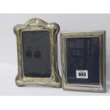 SILVER EASEL PHOTO FRAMES, 1 Birmingham HM in the Art Nouveau style, 7.5", other Sheffield HM, 6.5"