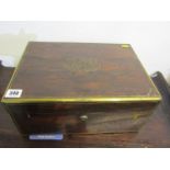 VICTORIAN ROSEWOOD BOX, brass inlaid vanity box by West (interior requires restoration), 13.75"