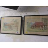 ORIENTAL SCHOOL, pair of Eastern signed watercolours "Studies of Stately Homes", signed H.G.V., 7" x