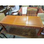 EASTERN FURNITURE, carved rosewood rectangular low table with prunus blossom carved and pierced