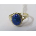 9ct YELLOW GOLD OPAL RING, size P