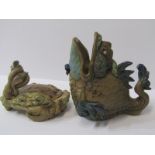 ANDREW HULL, Burslem Pottery, comical fish jug, 6" height and similar crab lidded dish, 4" height