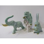 HEREND ANIMALS, baby Elephant, long eared Rabbit and Tree Demon, 4" height
