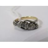 18ct YELLOW GOLD & PLATINUM 5 STONE DIAMOND RING, illusion set brilliant cut diamonds, size L/M