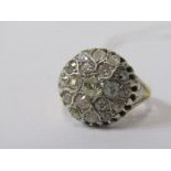 VINTAGE 18ct YELLOW GOLD DIAMOND CLUSTER RING, mixed cut diamonds totalling approx. 1.25ct, size N/O