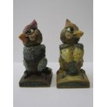 ANDREW HULL, Burslem Pottery, 2 amusing Bird lidded head figures, 6" height