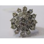 18ct WHITE GOLD DIAMOND CLUSTER RING, impressive diamond cluster in excess of 2 carats in handmade