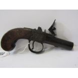 ANTIQUE PISTOL, early 19th Century flintlock centre fire muff pistol by W. Mills of London (firing