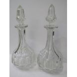 VICTORIAN DECANTERS, pair of 19th Century cut glass decanters with domed cut stoppers, 13.5" height