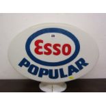 ADVERTISING, plastic garage petrol pump globe "Esso Popular", 15" height (hole to side)