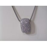 18ct WHITE GOLD DIAMOND PARVA SET enchancer pendant on 18ct white gold Franco style chain