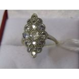 18ct YELLOW GOLD & PLATINUM DIAMOND CLUSTER RING, size K, total diamond weight approx. 1ct