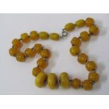 AMBER NECKLACE, graduated untested amber necklace, set on silver