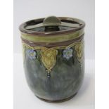 ART NOUVEAU, Royal Doulton stoneware tobacco jar, pattern no 8345 with patent clamp, 6" height