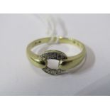 9ct YELLOW GOLD TORQUE RING, set with accent brilliant cut diamonds, size P