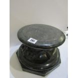 SERPENTINE PLINTH, an attractive floral and swag carved octagonal based plinth, 9" top diameter