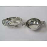 SILVER QUAICH, with thistle handles, Sheffield HM, 2.5" diameter, also silver bon bon dish with