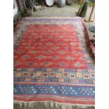 KILIM CARPET, a large pink ground, 116" width x 144" length