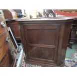 OAK CORNER CUPBOARD, hanging panelled door corner cabinet, 28.5" height 30" width