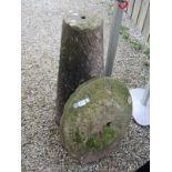 STONEWORK MUSHROOM, 27" tapering stalk, 18" dia top with advertising inscription "Pelsall of Staffs"