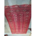 TURKOMAN RUG, Tekke gul design red ground rug, 74" x 41"