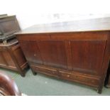 ANTIQUE MULE CHEST, oak twin drawer mule chest (requires restoration), 50" width