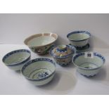 ORIENTAL CERAMICS, collection of 6 various oriental rice bowls, 2 with stands (some with signed