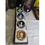 BACCARAT, set of 4 commemorative Royalty paperweights, together with pair of Wedgwood Silver Jubilee