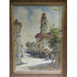 THOMAS WILLIAM MORLEY, signed watercolour "Sunny Afternoon, North Italy", 21" x 14.5"