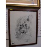 ROBERT LENKIEWICZ, signed pencil study "Dog's Head", 14" x 11"