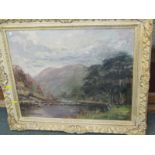 WALTER PEMBERTON, signed oil on board "Mountain River Valley", 19" x 23"