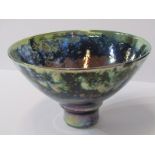 STUDIO POTTERY, Sutton Palmer blue lustre conical 8" bowl on high stem base