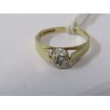9ct YELLOW GOLD ILLUSION SET DIAMOND SOLITAIRE RING, size K/L