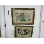 CHINESE SCHOOL, two 19th Century watercolours on rice paper, Studies of Flowers, Butterflies and