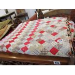 ANTIQUE TEXTILES, diamond patchwork design bed cover