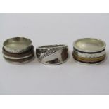 SILVER RINGS, selection of 3 silver rings, 2 spinners and 1 stoneset