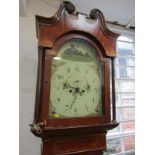 EARLY 19TH CENTURY LONGCASE CLOCK, 8 day painted breakarch face detailed with hunting scene by