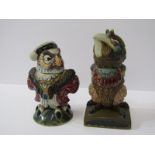 ANDREW HULL, Burslem Pottery, 2 novelty Bird figure lidded jars, 5" height