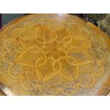 A FINE VICTORIAN MARQUETRY PEDESTAL TABLE, circular top walnut table with Exhibition quality