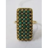 9ct YELLOW GOLD TURQUOISE PLAQUE STYLE RING, approx 8.6 grams in weight
