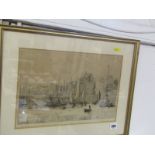 WILLIAM L.WYLLIE, signed etching, "French Harbour", 9" x 13.5"