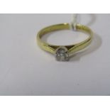 18ct YELLOW GOLD DIAMOND SOLITAIRE RING, by Forever Diamonds, 0.2ct diamond, comes with certificate,
