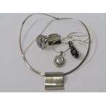 SILVER JEWELLERY, including 2 silver rings, silver collar, 2 silver pendants and silver necklace