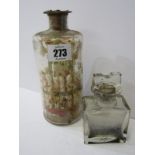 HARVEST BOTTLE, Victorian bottle containing carved ivory crucifix and child carvings, 7" height; and