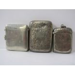 SILVER VESTA CASES, 3 silver vesta cases, 2 of bowed form with engraved decoration, over 90 grams,