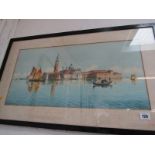 G. MARANGONI, signed and inscribed watercolour, "View of San Georgio Maggiore, Venice", 11.5" x 23.