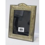 SILVER EASEL PHOTO FRAME, with swag and ribbon decoration, 7" height, Birmingham HM, maker RH