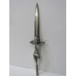 WWII, novelty white metal commemorative paper knife, impressed "Naples 1945", created from reclaimed