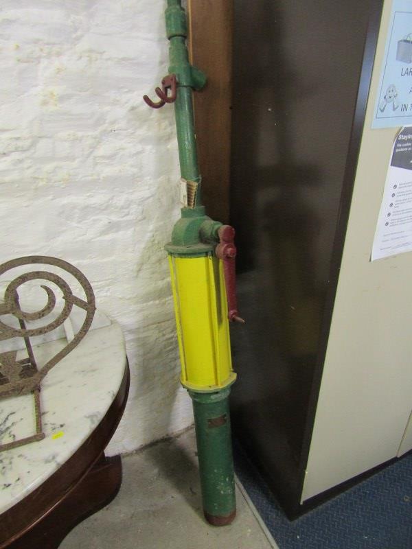 MOTORING, early hand operated petrol pump, 63" height