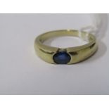 9ct YELLOW GOLD SAPPHIRE SOLITAIRE RING, principal oval cut sapphire approx. 0.5ct in 9ct yellow